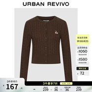 UR秋季新款女裝休閑絞花肌理櫻桃刺繡針織開(kāi)衫UYY950116 咖棕 XL