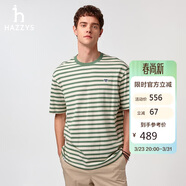 哈吉斯（HAZZYS）男裝 25夏PHIZ純棉短袖T恤ASTZE0CBI36 茶綠色OG L（175/96A48）