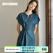 ROEYSHOUSE羅衣氣質(zhì)盤(pán)扣收腰連衣裙初夏新款時(shí)尚孔雀藍修身中長(cháng)裙10316 孔雀藍 2XL