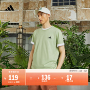 adidas情侶休閑純棉上衣圓領(lǐng)短袖T恤男女夏季阿迪達斯官方輕運動(dòng) 魔幻黃綠   XXS