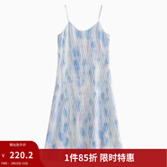 茵曼（INMAN）波西米亞吊帶油畫(huà)連衣裙女2026夏季新款度假裙子 藍色 M