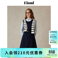 ELAND【零染】衣戀連衣裙女學(xué)院風(fēng)假兩件襯衫背心腰帶長(cháng)裙新 藏青色(59)Navy S
