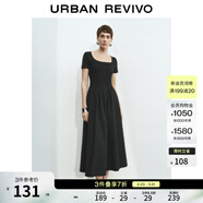 UR秋季新款女裝休閑簡(jiǎn)約拼接修身短袖連衣裙UWM750025 黑色 (偏長(cháng)) XL