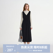 獨束大碼女裝【流光絲絨】長(cháng)短款收腰背心裙秋冬大V領(lǐng)無(wú)袖連衣裙 赫本黑（長(cháng)款） L （尺碼：2）