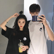 初澈情侶裝夏季新款宇航員短袖t恤男女半袖寬松休閑純棉打底衫 白色 宇航員 L-170-175cm 115-140斤