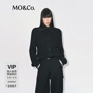 MO&Co.針織開(kāi)衫羊駝毛牦牛絨綿羊毛高領(lǐng)毛衣摩安珂 炭黑花灰色 XS /155