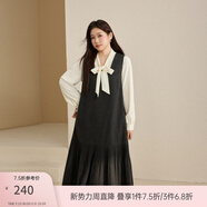 纖莉秀【Miu系百褶U領(lǐng)連衣裙】大碼女裝疊穿背心裙胖mm冬新款4443 深灰色 2XL