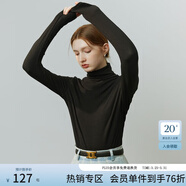 范思藍恩22FS4378親膚軟糯半高領(lǐng)修身打底衫女秋冬內搭長(cháng)袖針織衫 黑色 高領(lǐng) XS