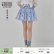 Teenie Weenie小熊女裝半身裙夏季細褶花朵小清新蓬蓬短裙子 淺藍色 M
