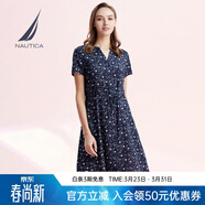 諾帝卡（NAUTICA）【商場(chǎng)同款】女裝夏款休閑百搭舒適親膚梭織連衣裙子女22DO03 4NV藏青色（222） S