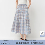 范思藍恩棉復古格子a字半身裙女夏季2026新款蛋糕裙長(cháng)裙子2018 藍色格紋 XS