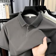 太子龍（TEDELON）男士短袖POLO衫翻領(lǐng)涼感商務(wù)休閑夏季t恤高端百搭冰絲上衣 深灰色 2XL