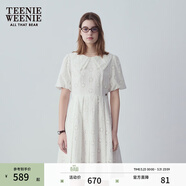 Teenie Weenie小熊女裝簡(jiǎn)約休閑夏裝鏤空花朵白色連衣裙甜美娃娃領(lǐng)裙子 象牙白 S