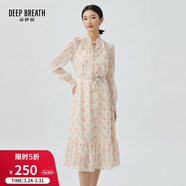 深呼吸DEEP BREATH女裝木耳領(lǐng)碎花連衣裙【附吊帶裙、腰帶】A500259 杏花 XL (5)