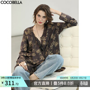 COCOBELLA侘寂風(fēng)蕩領(lǐng)襯衫女新款不對稱(chēng)荷葉邊長(cháng)款襯衣SR3217 寂靜蒔光 M