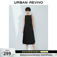 UR春季新款女裝法式氣質(zhì)后拉鏈收腰無(wú)袖連衣裙UWM750031 黑色 L