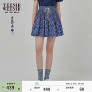 Teenie Weenie小熊女裝半身裙夏季細褶花朵小清新蓬蓬短裙子 藏青色 L