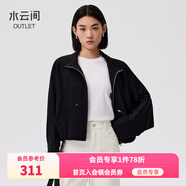 水云間黑色蝙蝠袖短款外套女長(cháng)袖上衣小立領(lǐng)衛衣戶(hù)外運動(dòng)風(fēng)2026春 黑色 L
