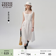 Teenie Weenie小熊白色連衣裙夏季優(yōu)雅氣質(zhì)黑色法式連身裙 白色 XS
