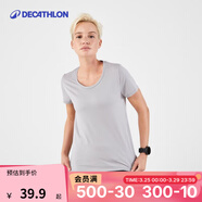 迪卡儂（DECATHLON）速干上衣女夏季寬松運動(dòng)T恤跑步健身訓練透氣半袖RUNW 氣質(zhì)灰 L /44(170/胸圍100-103cm
