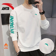 安踏 衛衣男運動(dòng)服春秋季款男裝運動(dòng)休閑服長(cháng)袖套頭衫寬松外套情侶衣 -3純凈白/復古綠【加薄絨款】 3XL (190)