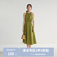 獨束微胖MM大碼女裝法式氣質(zhì)感高腰顯瘦A擺掛脖吊帶連衣裙 綠野仙蹤連衣裙 M (尺碼：1) 拍前和客服確認尺碼