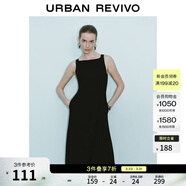 UR秋季新款女裝法式氣質(zhì)通勤一字領(lǐng)無(wú)袖連衣裙UWM750004 黑色 S