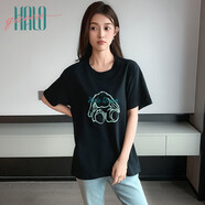 Halo QueenT恤女可愛兔子印花T恤夏季寬松休閑百搭上衣H144T1719