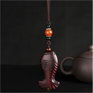 覓馨木魚(yú)項鏈吊墜女木質(zhì)文藝復古毛衣鏈掛件棉麻配飾休閑民族風(fēng) 單個(gè)紅瑪瑙石6.5翹尾魚(yú)