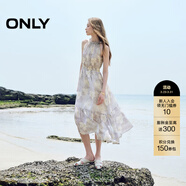 ONLY2025夏季新款浪漫飄逸紗裙A字無(wú)袖長(cháng)裙連衣裙女|125207040 H3H瑞秋印花藍 S