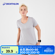 迪卡儂（DECATHLON）速干上衣女夏季寬松運動(dòng)T恤跑步健身訓練透氣半袖RUNW 氣質(zhì)灰 XL /48(175/胸圍108-111cm
