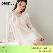 SNIDEL春夏刺繡花邊荷葉領(lǐng)喇叭袖襯衫連衣裙SWFB251065 粉米色 均碼 (F)