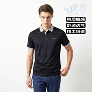 夏冰妮T恤男短袖棉質(zhì)夏季翻領(lǐng)體恤休閑透氣男士短袖polot恤打底衫短T潮 黑色 2XL