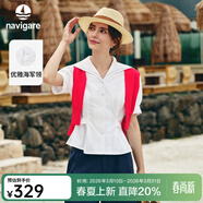 Navigare意大利小帆船短袖襯衫女士2026年夏季新款海軍領(lǐng)高端白色襯衣女 云上舞白 M
