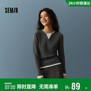 森馬（Semir）森馬毛衣女短款假兩件含羊毛針織衫24冬新款保暖內搭109724107015