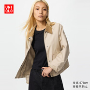 優(yōu)衣庫女裝休閑短茄克/巴恩風(fēng)外套夾克早春26春夏483807 484664 483807/31米色 S