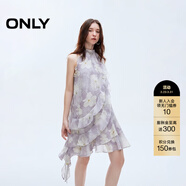 ONLY2025夏季新款淑女掛脖圓領(lǐng)荷葉邊短裙碎花連衣裙女|125207045 H3H瑞秋印花藍 L