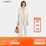 PORTS寶姿春夏新款優(yōu)雅百搭長(cháng)褲子女裝奶白色干練直筒褲 奶白色 XS (2)