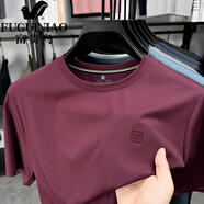 富貴鳥(niǎo)（FUGUINIAO）夏季冰絲短袖t恤打底衫潮流男裝半袖體恤圓領(lǐng)寬松中年爸爸裝上衣T 酒紅色 M