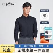 金利來(lái)（Goldlion）長(cháng)袖polo衫男士【含羊毛】春夏季節磨毛保暖舒適商務(wù)休閑T恤禮物 藏藍95Q1 S 165/84A 推薦90-110斤