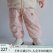 OAK FAMILY冬季兒童束腳褲夾棉新款寶寶長(cháng)褲衛褲保暖休閑直筒褲子 淺粉 100 cm