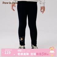 PawinPaw卡通小熊童裝秋冬女童加絨針織褲休閑打底褲舒適 Black黑色/19 150 cm