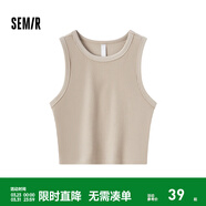 森馬背心女短款緊身圓領(lǐng)內搭簡(jiǎn)約春ins基礎上衣顯瘦小個(gè)子 淺駝50030 L