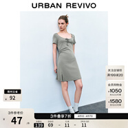 UR夏季新款女裝時(shí)尚褶皺收腰系帶短款連衣裙UYY750065 冷灰 S