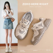 ZHR登山鞋女春秋戶外運(yùn)動(dòng)鞋女輕便厚底休閑女鞋 KD03 米色 35