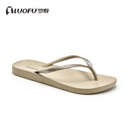 羅敷（Luo Fu）經(jīng)典人字拖女夏外穿時(shí)尚夾趾居家平底洗澡防滑沙灘情侶涼鞋男 閃金(女款新色) 36