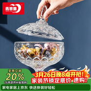 青蘋(píng)果歐式玻璃糖缸糖果罐儲物罐水果果盤(pán)果斗6.3英寸