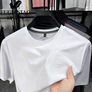 富貴鳥(niǎo)（FUGUINIAO）夏季冰絲短袖t恤打底衫潮流男裝半袖體恤圓領(lǐng)寬松中年爸爸裝上衣T 白色 M