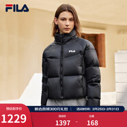 FILA官方女士羽絨服冬季新款運動(dòng)短款寬松保暖立領(lǐng)外套 正黑色-BK L 170/88A/L