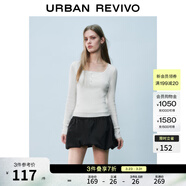 UR春季新款女裝假兩件撞色拼接設計感針織衫UYY950015 本白 S